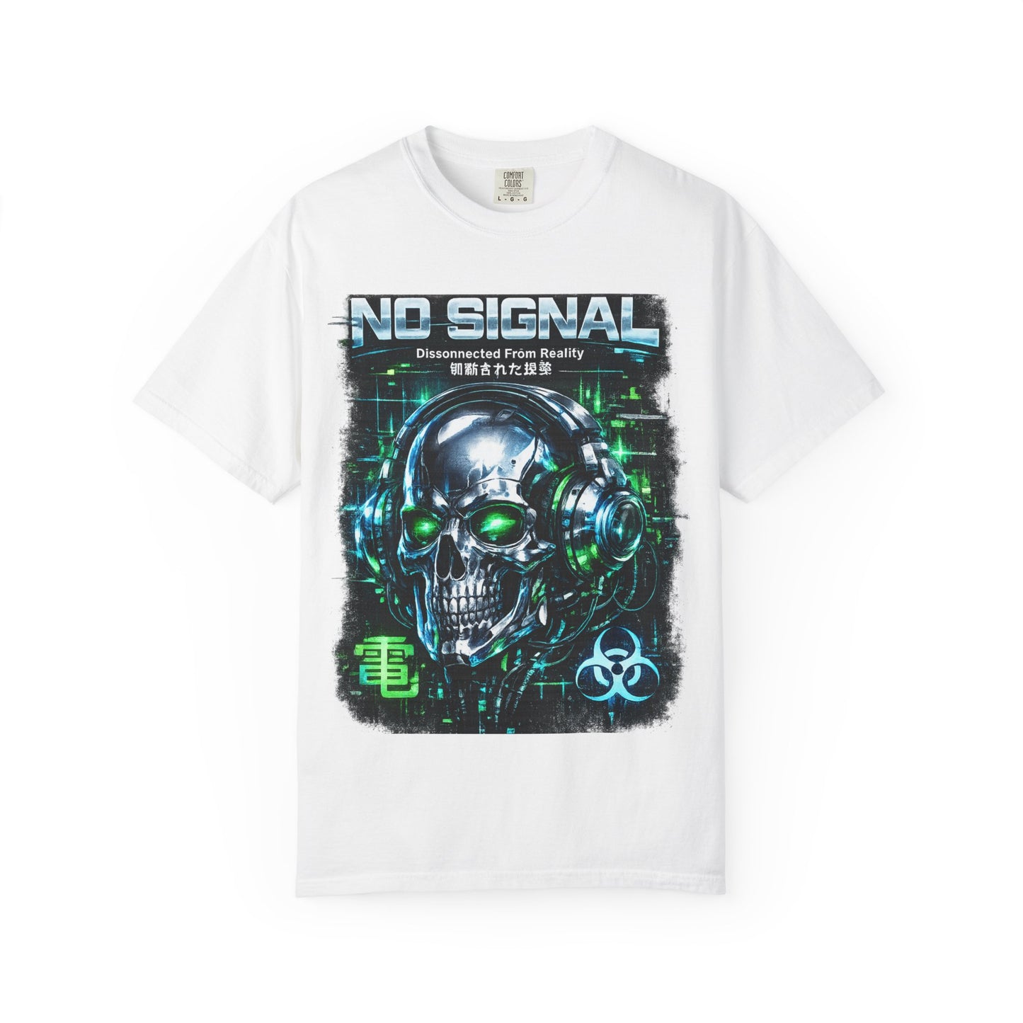 No Signal Skull T-Shirt — Cyberpunk Glitch Gaming Tee